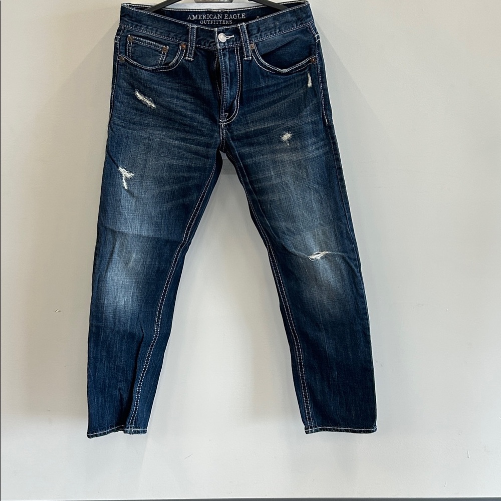 American Eagle Outfitters Men's Dark Blue Slim Jeans
